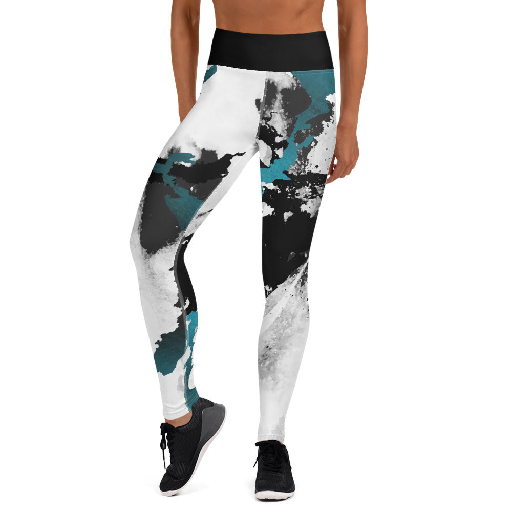 Damen-Yoga-Leggings mit hohem Bund für mühelosen Komfort und trendige Performance - Perfekt für Yoga und den Alltag! Ocean Black