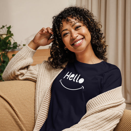 Lockeres Damen-T-Shirt Hello