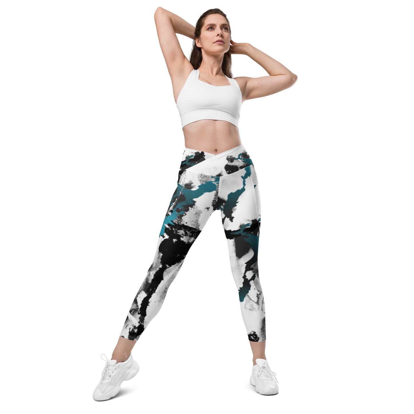 V-Bund-Leggings mit Taschen