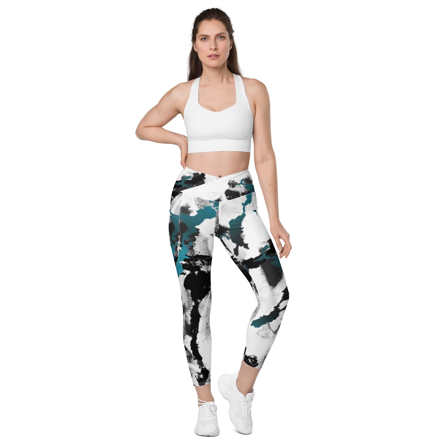 V-Bund-Leggings mit Taschen