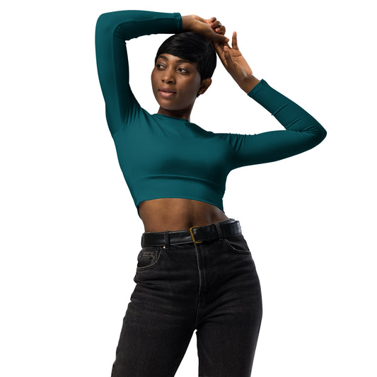 Recyceltes langarm Crop Top Ocean