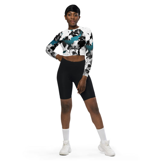 Recyceltes Langarm Crop Top Ocean Black