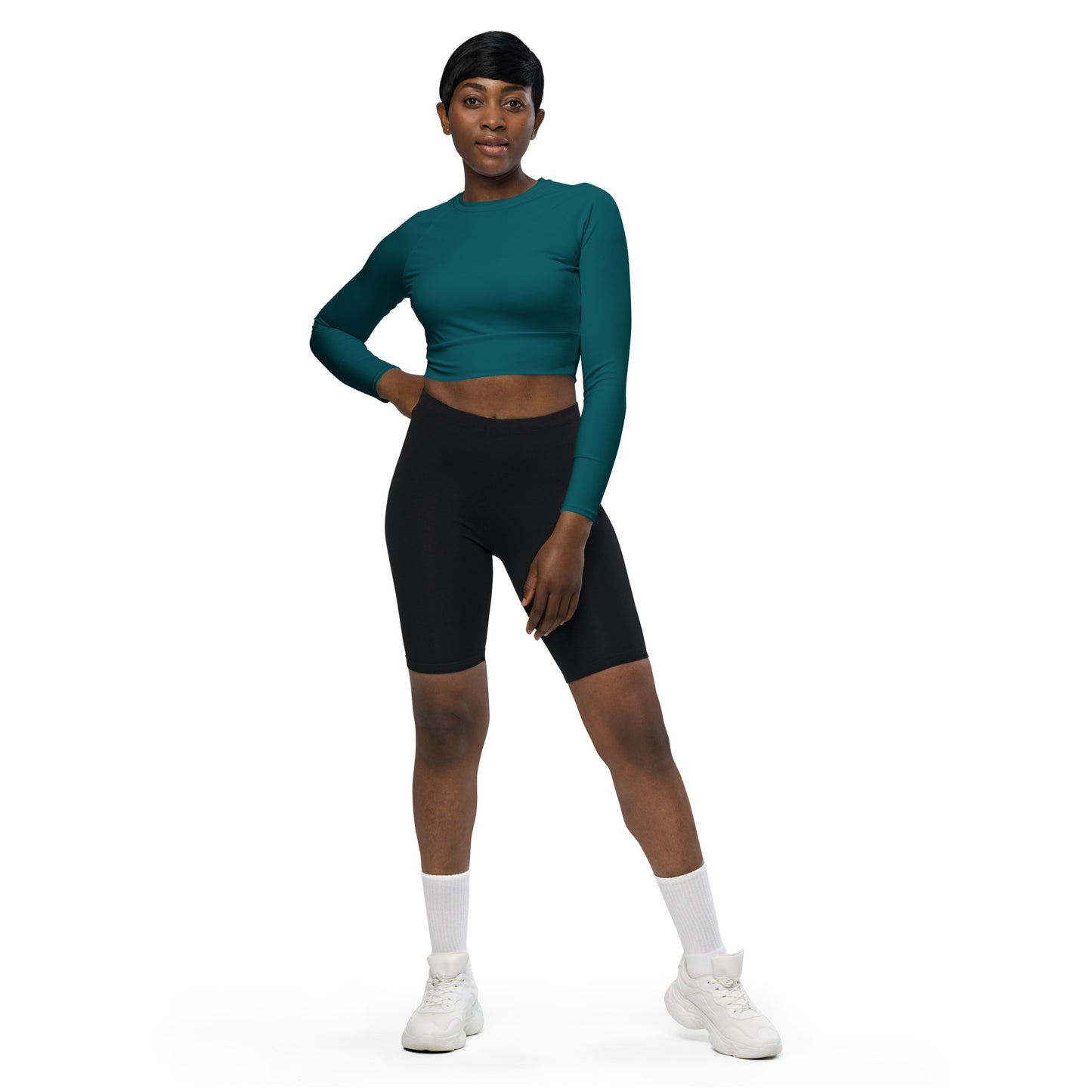 Recyceltes langarm Crop Top Ocean