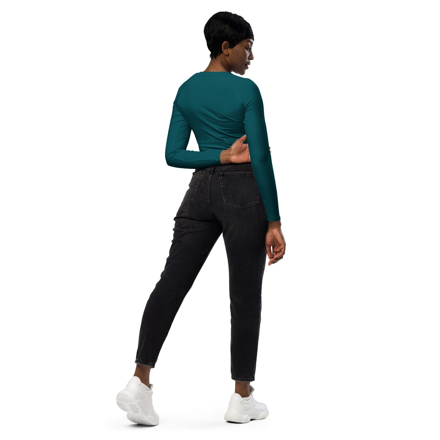 Recyceltes langarm Crop Top Ocean