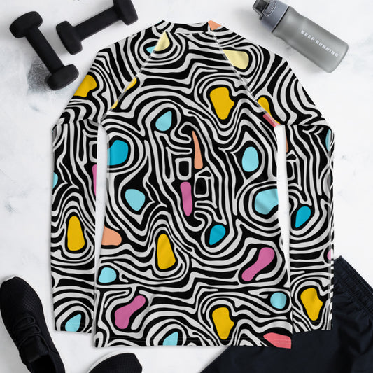 Damen-Rash-Guard Abstract Colour