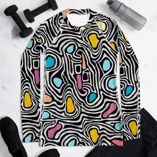 Damen-Rash-Guard Abstract Colour