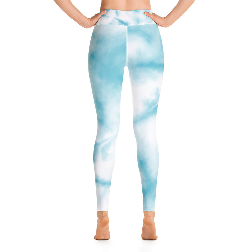 Damen-Yoga-Leggings mit hohem Bund für mühelosen Komfort und trendige Performance - Perfekt für Yoga und den Alltag! Aquarell Blue