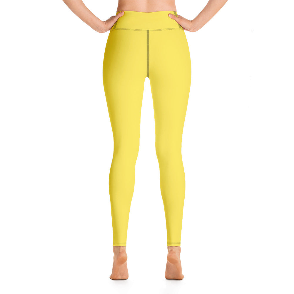 Damen-Yoga-Leggings mit hohem Bund für mühelosen Komfort und trendige Performance - Perfekt für Yoga und den Alltag! Basic Yellow