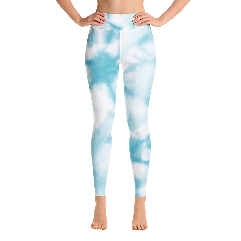 Damen-Yoga-Leggings mit hohem Bund für mühelosen Komfort und trendige Performance - Perfekt für Yoga und den Alltag! Aquarell Blue