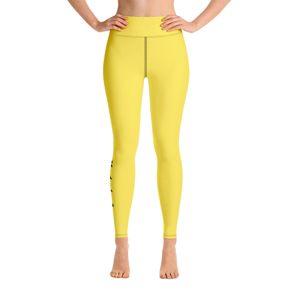 Damen-Yoga-Leggings mit hohem Bund für mühelosen Komfort und trendige Performance - Perfekt für Yoga und den Alltag! Basic Yellow