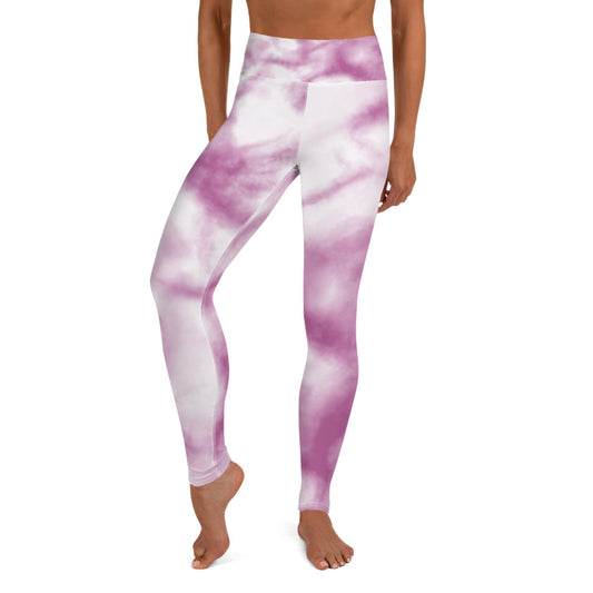 Damen-Yoga-Leggings mit hohem Bund für mühelosen Komfort und trendige Performance - Perfekt für Yoga und den Alltag! Aquarell Pinky