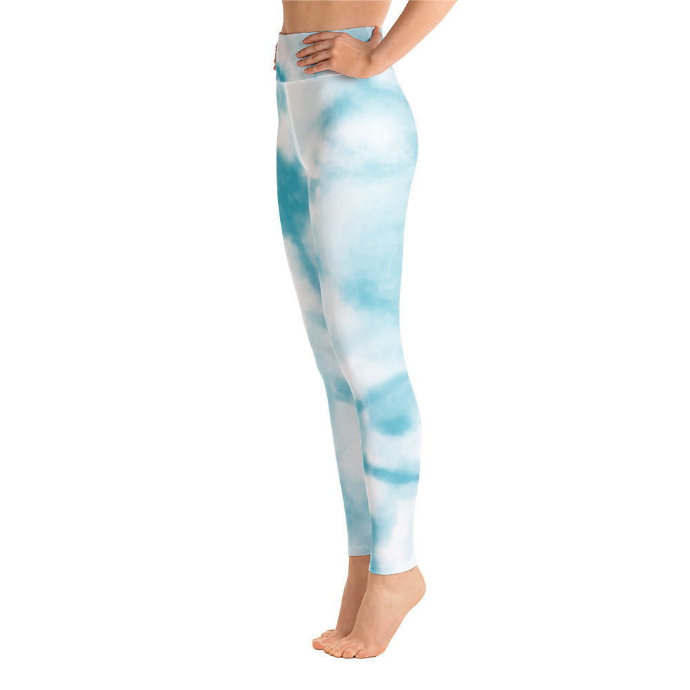 Damen-Yoga-Leggings mit hohem Bund für mühelosen Komfort und trendige Performance - Perfekt für Yoga und den Alltag! Aquarell Blue