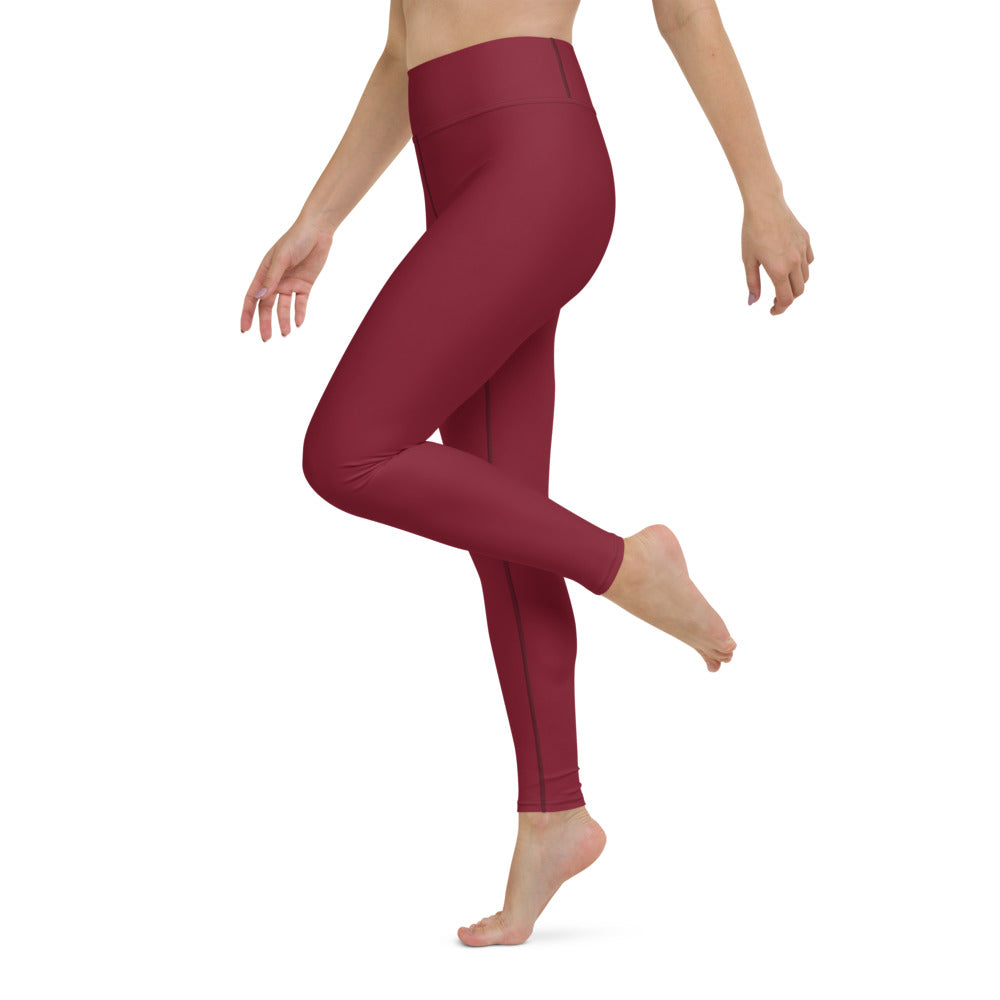 Damen-Yoga-Leggings mit hohem Bund für mühelosen Komfort und trendige Performance - Perfekt für Yoga und den Alltag! Basic Dark Red