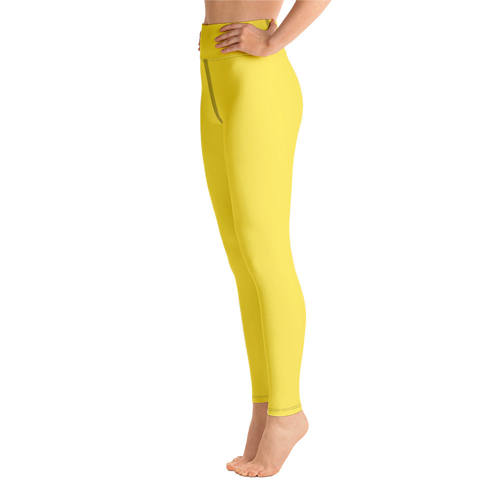 Damen-Yoga-Leggings mit hohem Bund für mühelosen Komfort und trendige Performance - Perfekt für Yoga und den Alltag! Basic Yellow