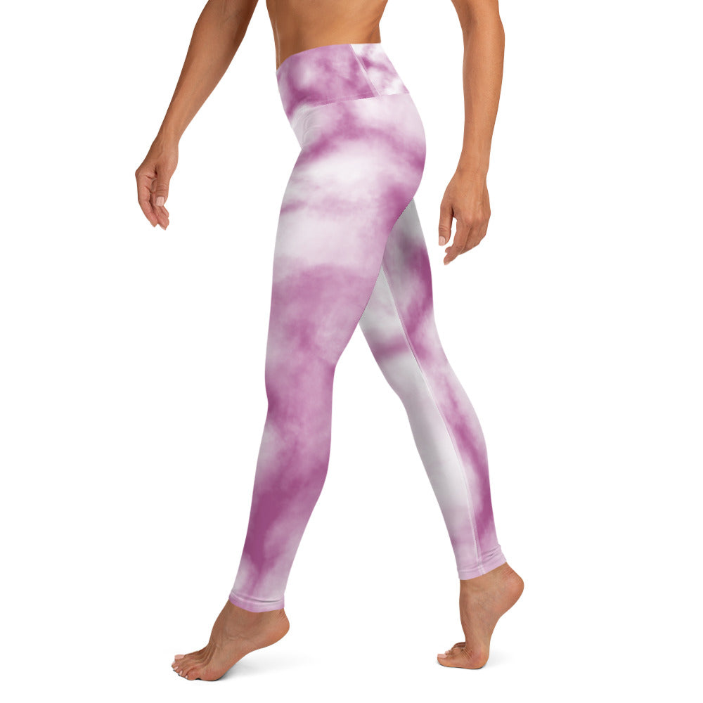 Damen-Yoga-Leggings mit hohem Bund für mühelosen Komfort und trendige Performance - Perfekt für Yoga und den Alltag! Aquarell Pinky