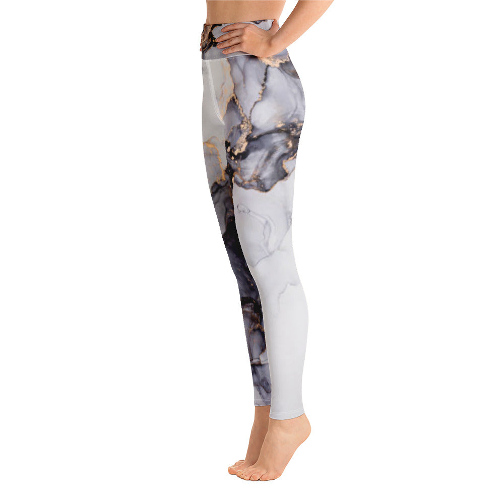 Damen-Yoga-Leggings mit hohem Bund für mühelosen Komfort und trendige Performance - Perfekt für Yoga und den Alltag!Abstract Grey