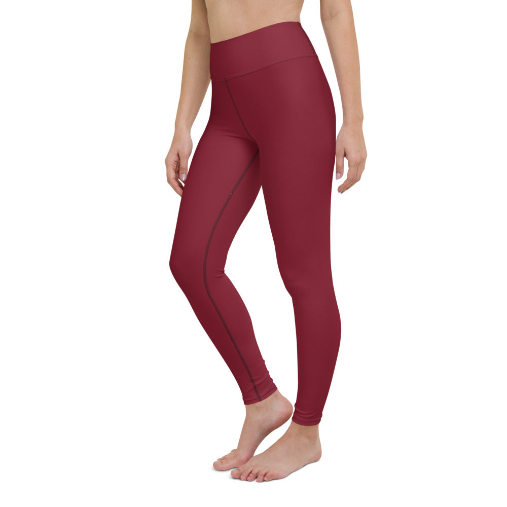 Damen-Yoga-Leggings mit hohem Bund für mühelosen Komfort und trendige Performance - Perfekt für Yoga und den Alltag! Basic Dark Red