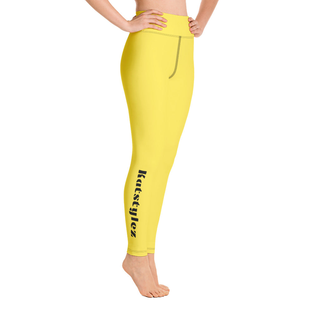 Damen-Yoga-Leggings mit hohem Bund für mühelosen Komfort und trendige Performance - Perfekt für Yoga und den Alltag! Basic Yellow