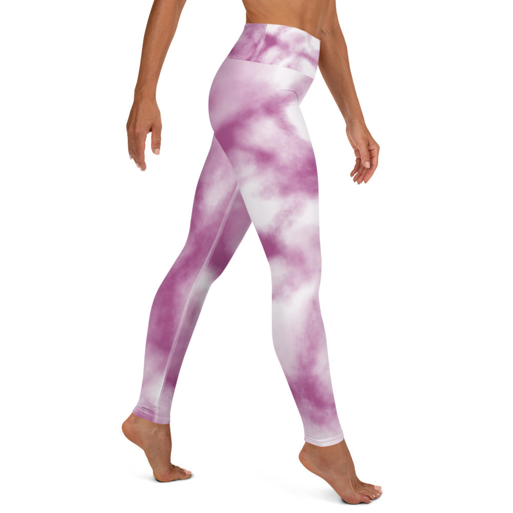 Damen-Yoga-Leggings mit hohem Bund für mühelosen Komfort und trendige Performance - Perfekt für Yoga und den Alltag! Aquarell Pinky