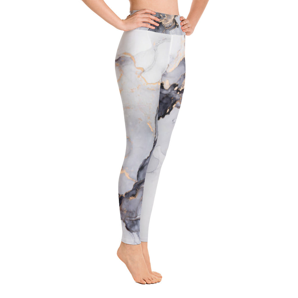 Damen-Yoga-Leggings mit hohem Bund für mühelosen Komfort und trendige Performance - Perfekt für Yoga und den Alltag!Abstract Grey