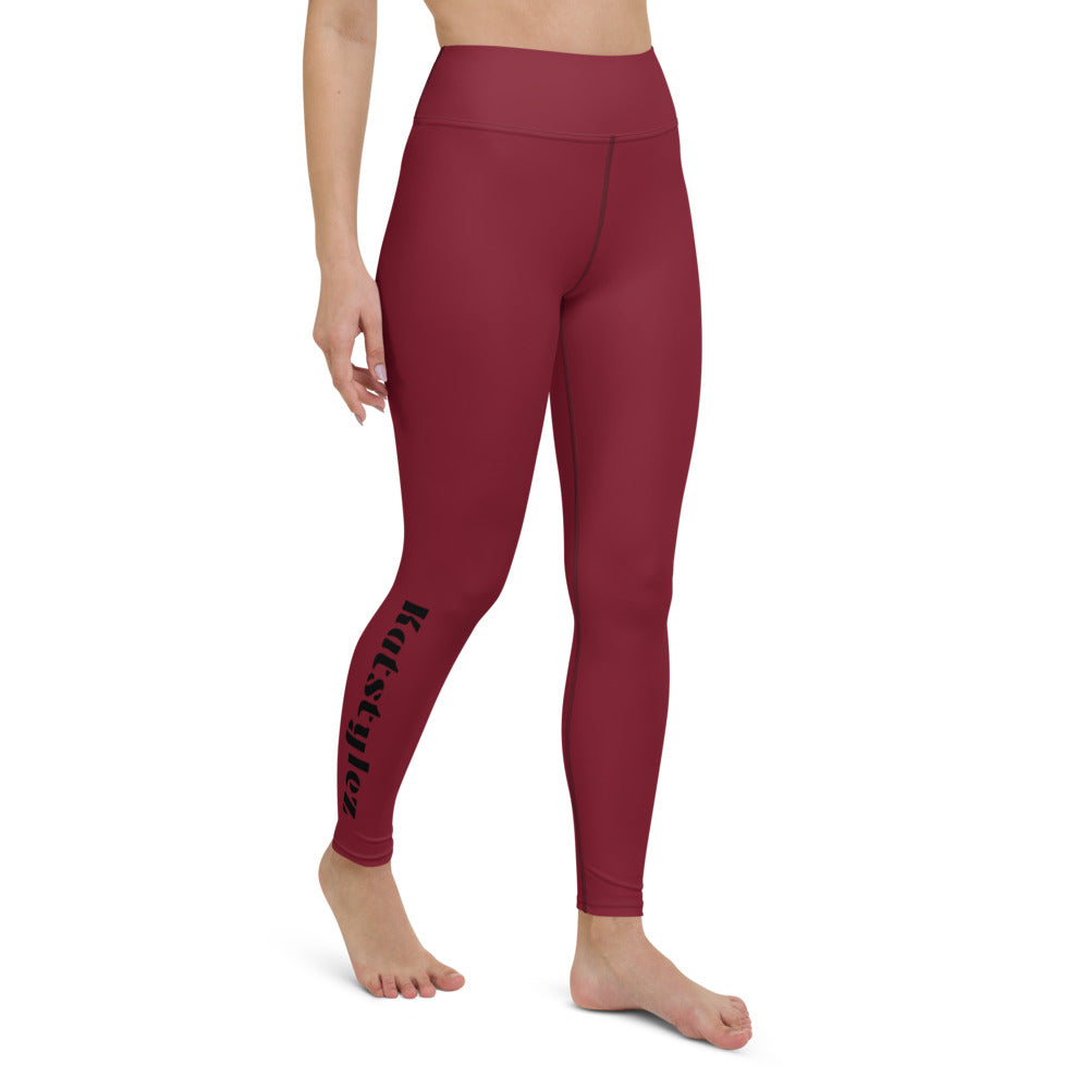 Damen-Yoga-Leggings mit hohem Bund für mühelosen Komfort und trendige Performance - Perfekt für Yoga und den Alltag! Basic Dark Red